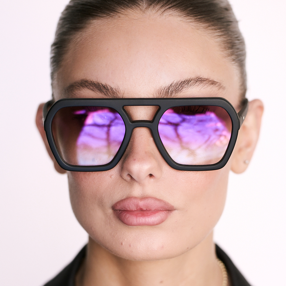 Lyon Negro Mate Lente Marron Suave Espejada Rosa Degrade