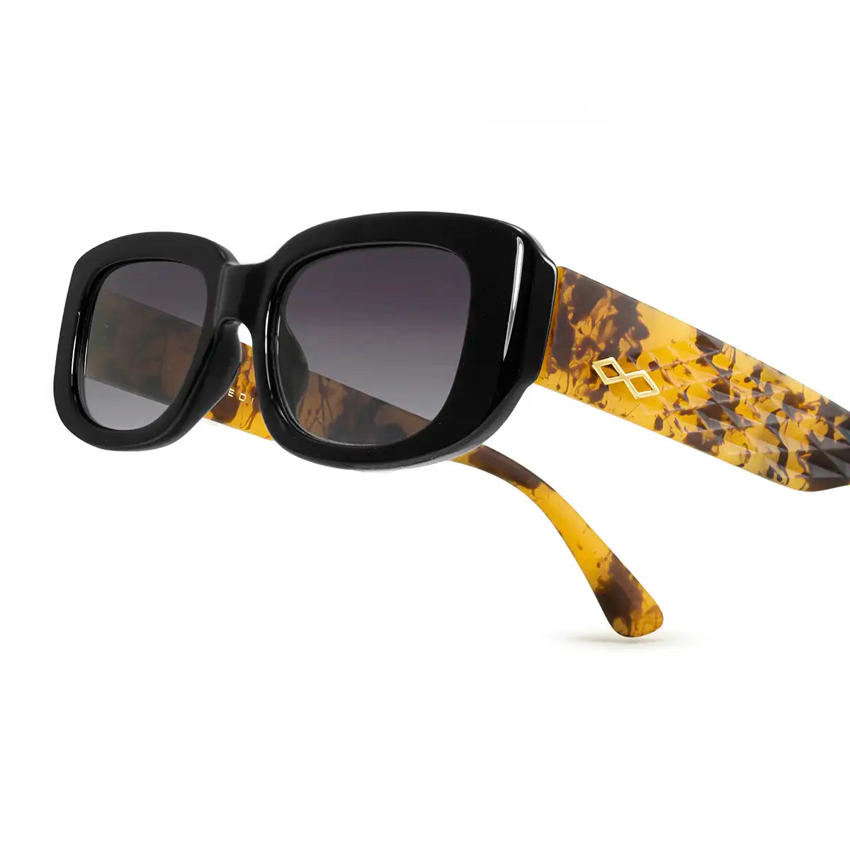 New York 3D Negro Brillo Carey Lente Gris Degrade