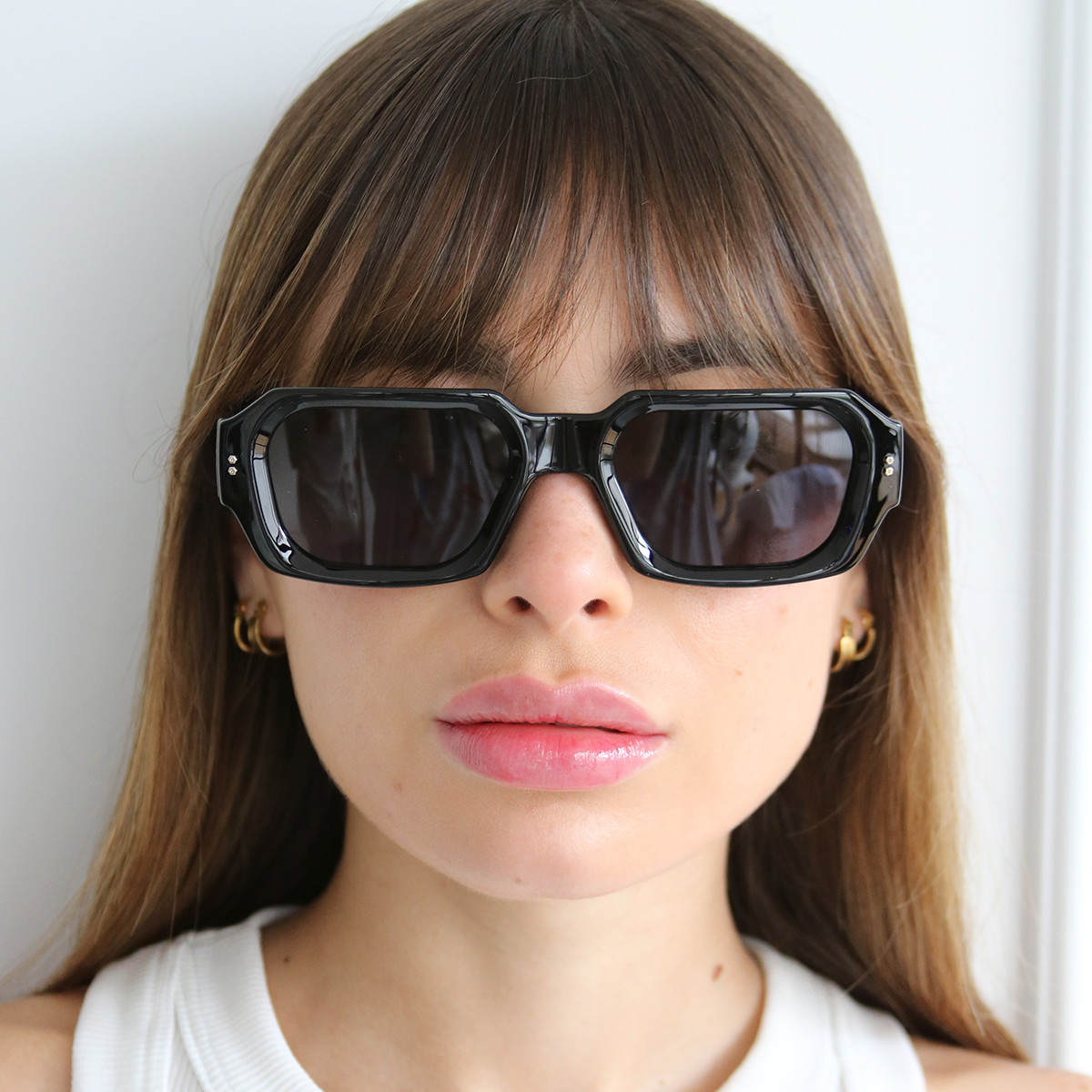 Anteojos De Sol Bronx Premium Series Negro Brillo Lente Gris