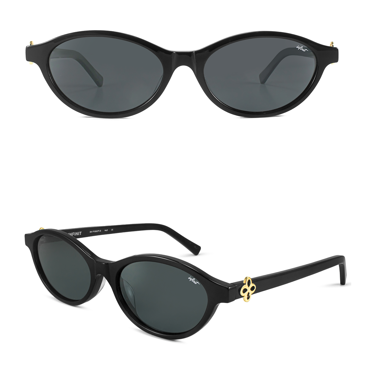 Anteojos De Sol Naomi Negro Brillo Lente Gris Infinit