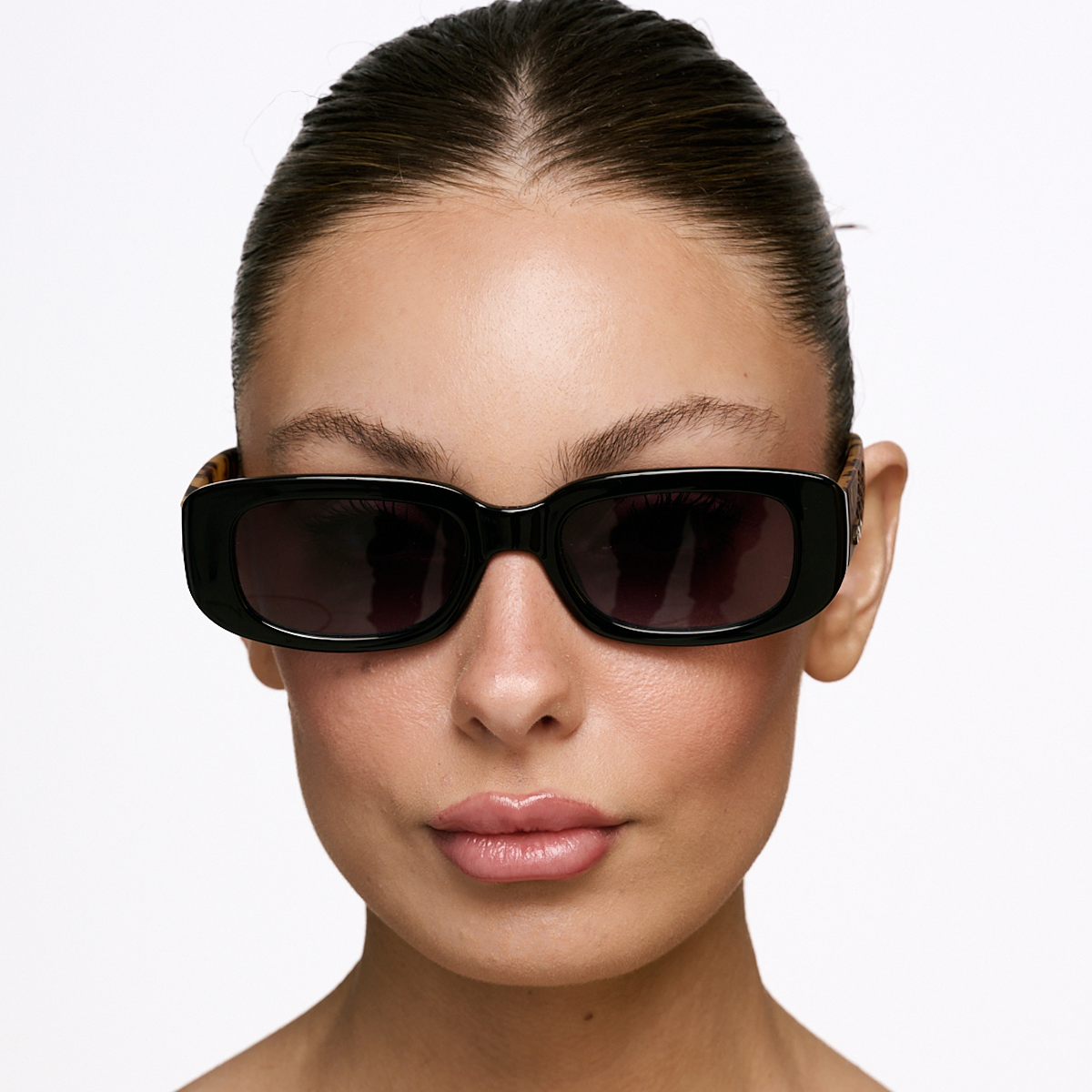 New York 3D Negro Brillo Carey Lente Gris Degrade