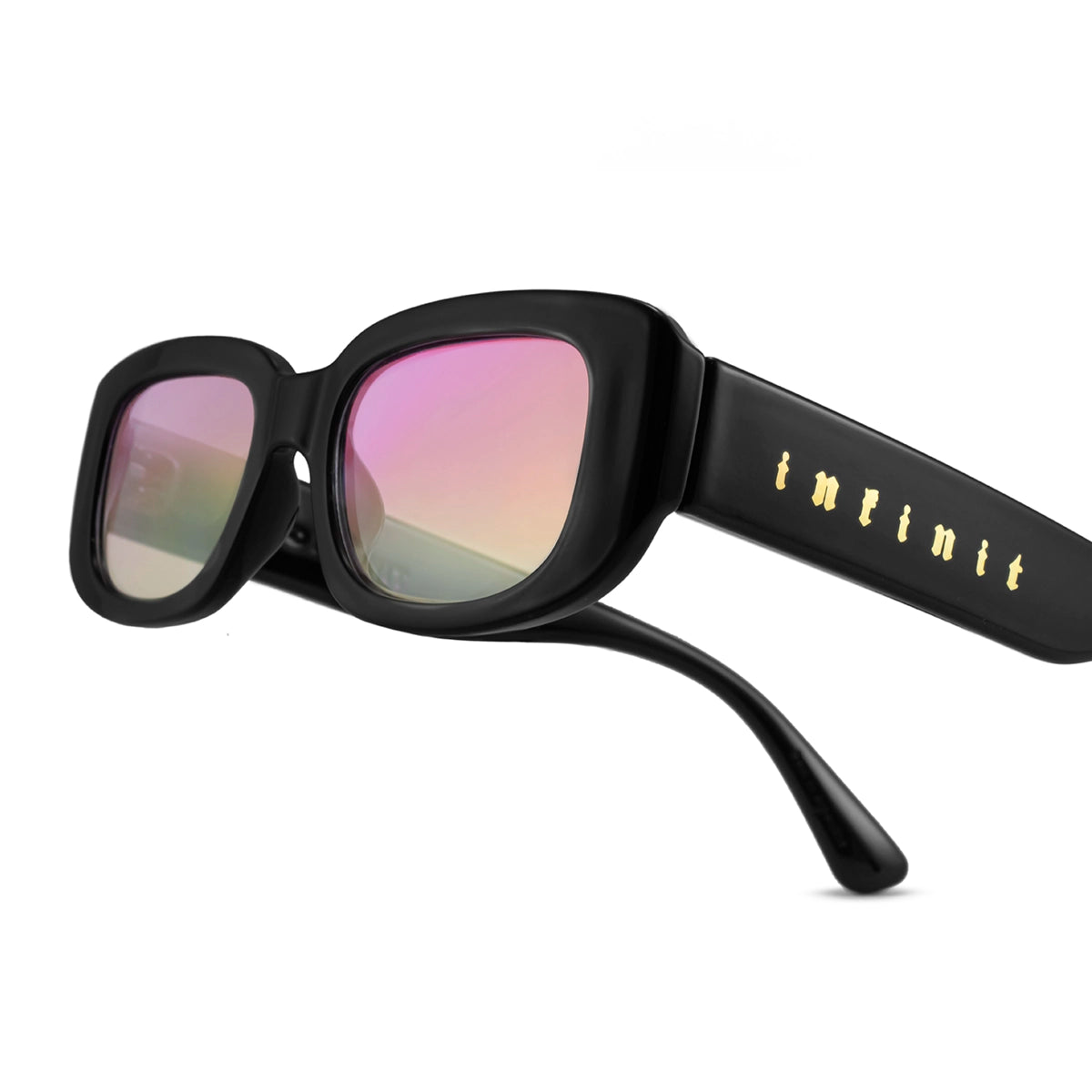 Anteojos De Sol New York Negro Brillo Lente Suave Espejada Rosa Degrade Gotic Gold Edicion Limitada Infinit
