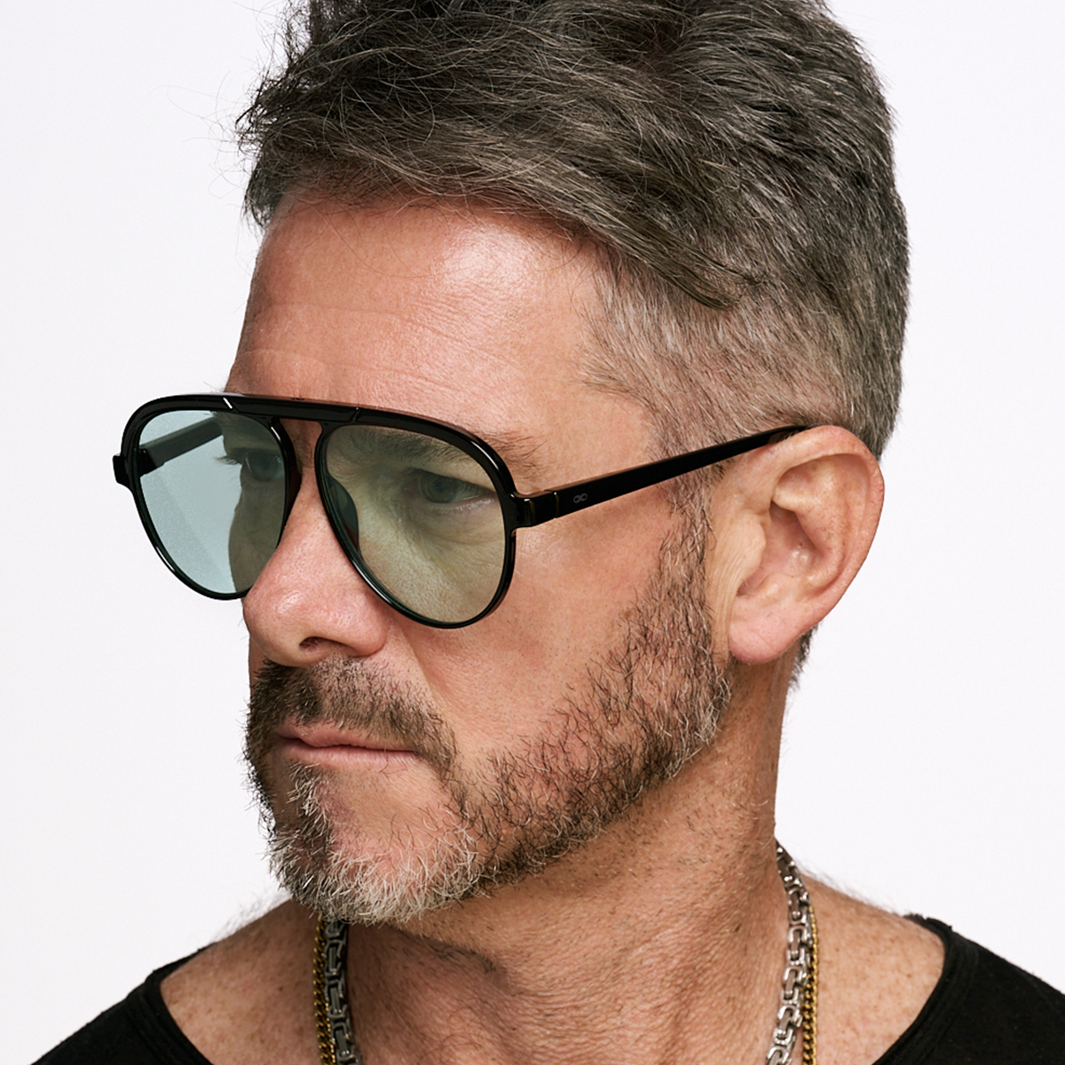 Paris Negro Brillo Lente Turquesa