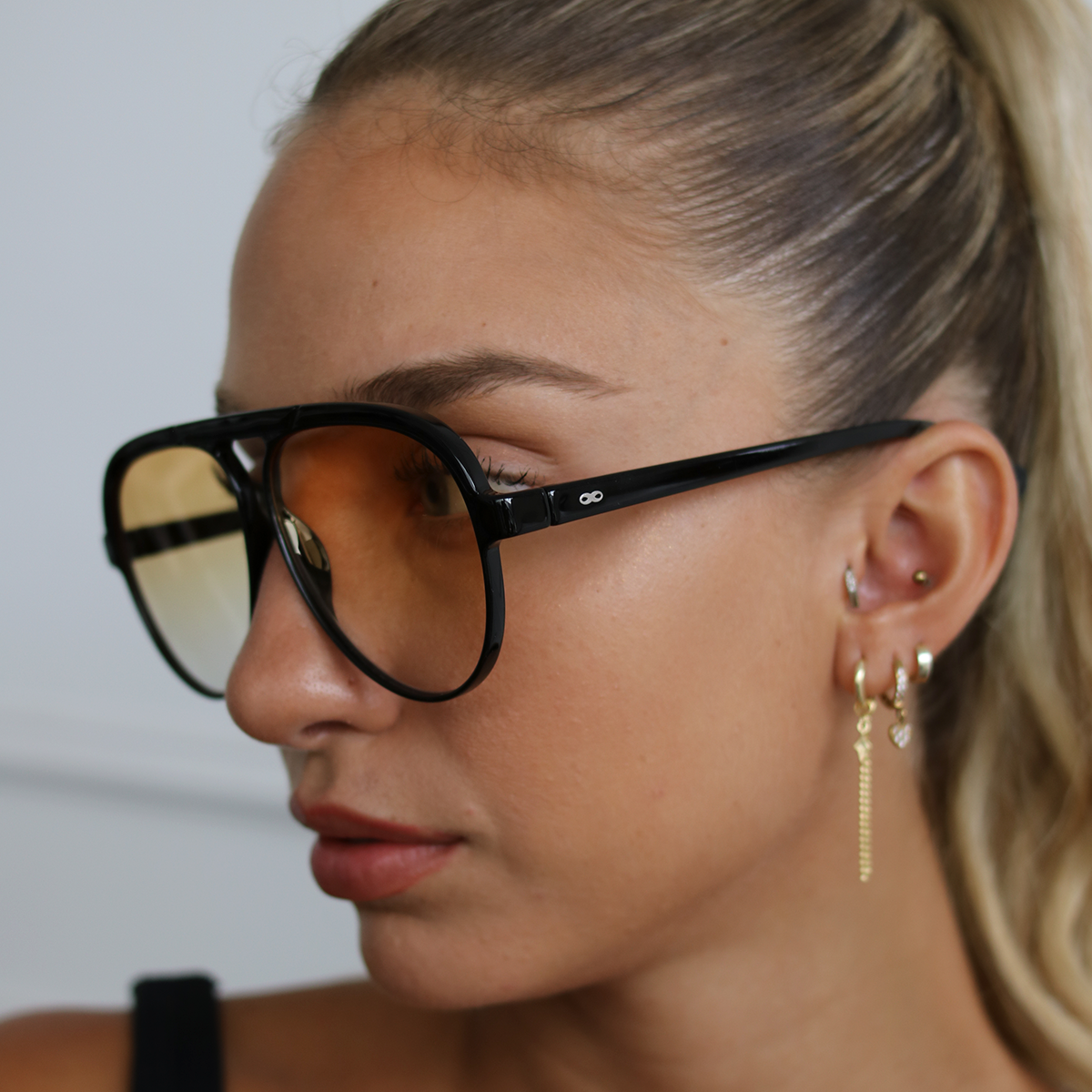 Paris Negro Brillo Lente Naranja Degradé