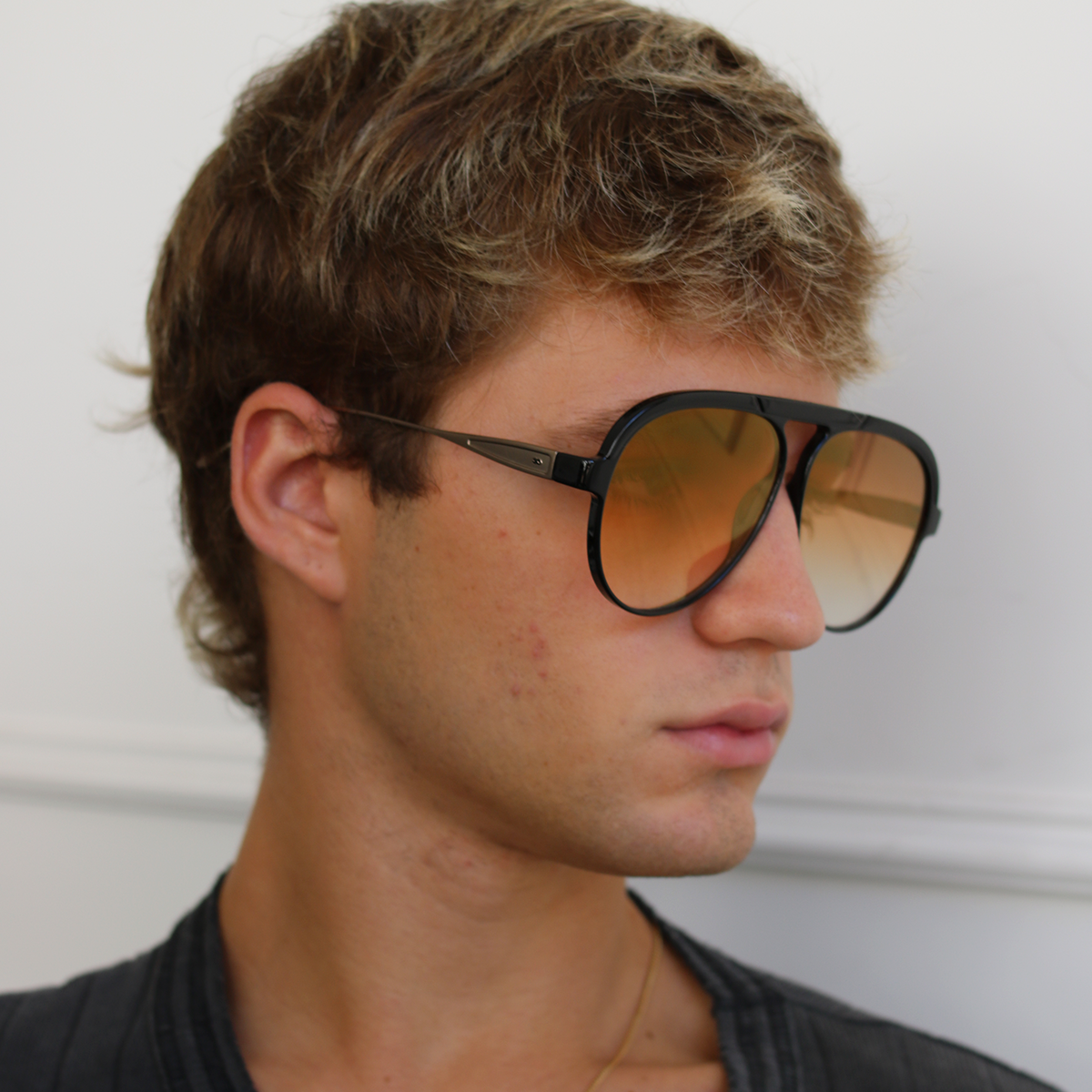 Paris Metal Negro Brillo Lente Suave Espejada Naranja Degrade