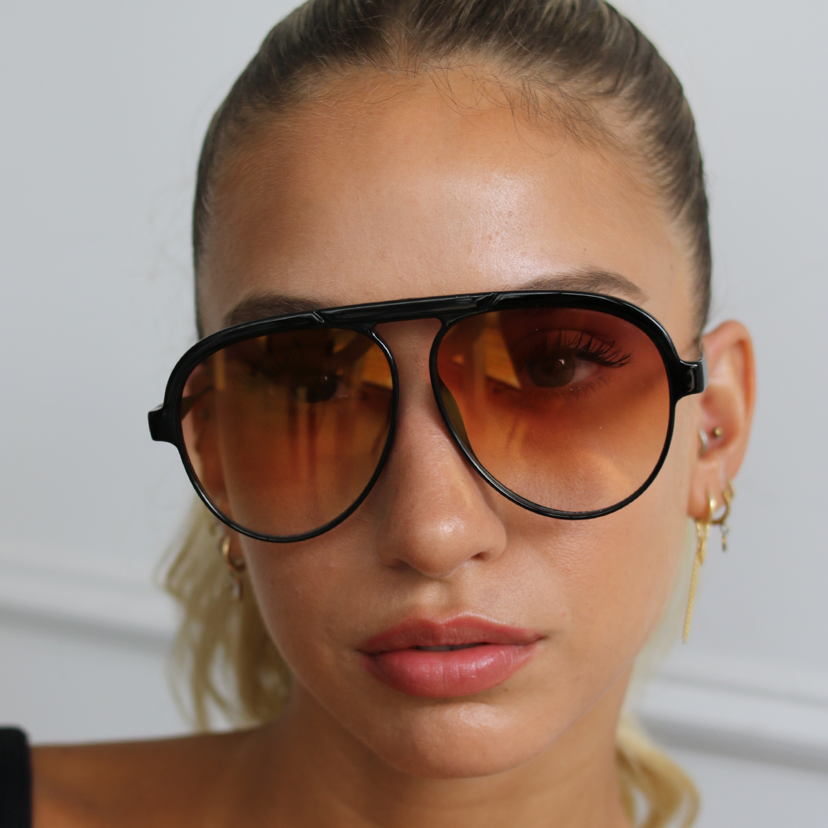 Paris Metal Negro Brillo Lente Suave Espejada Naranja Degrade