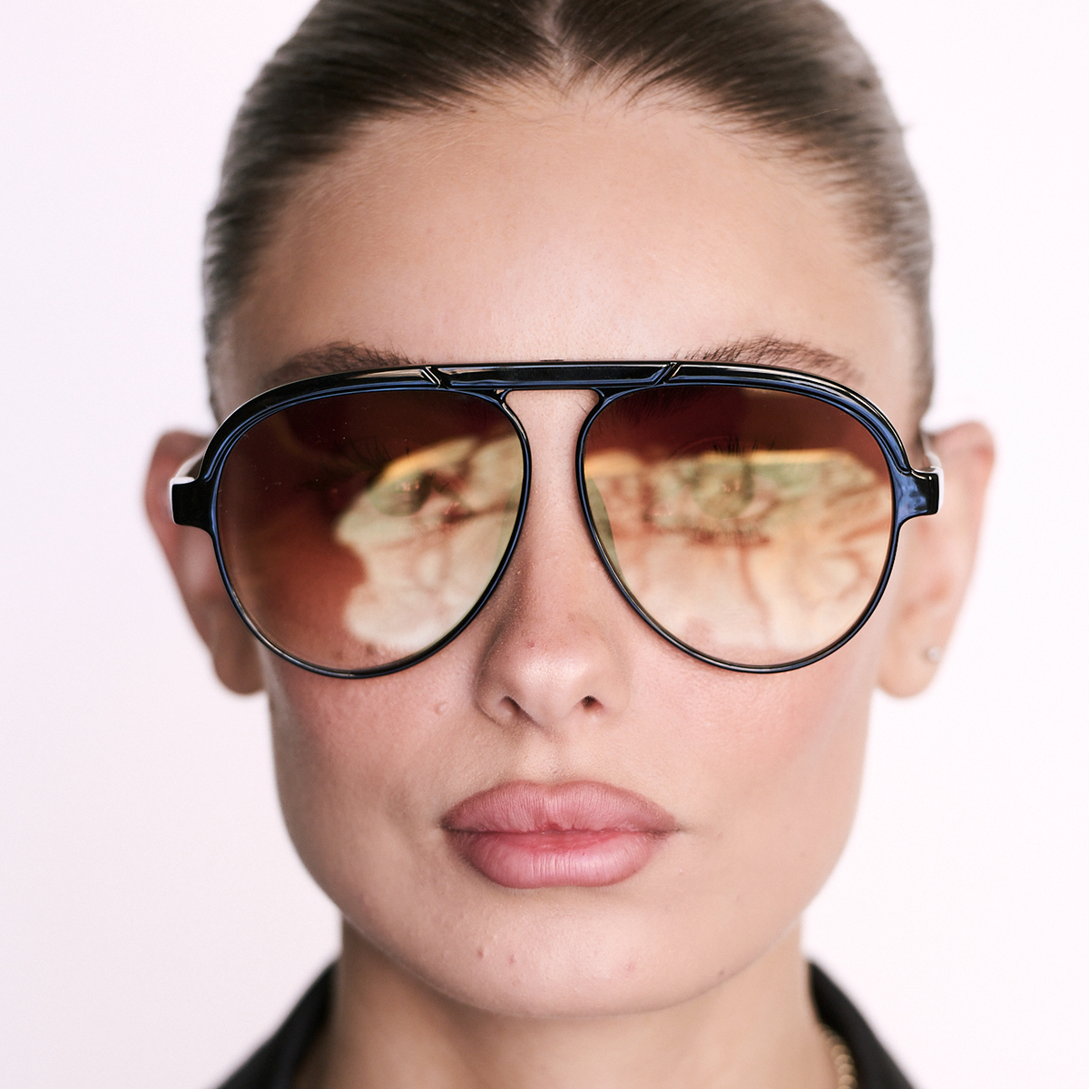 Paris Metal Negro Brillo Lente Marron Suave Espejada Dorada Degrade