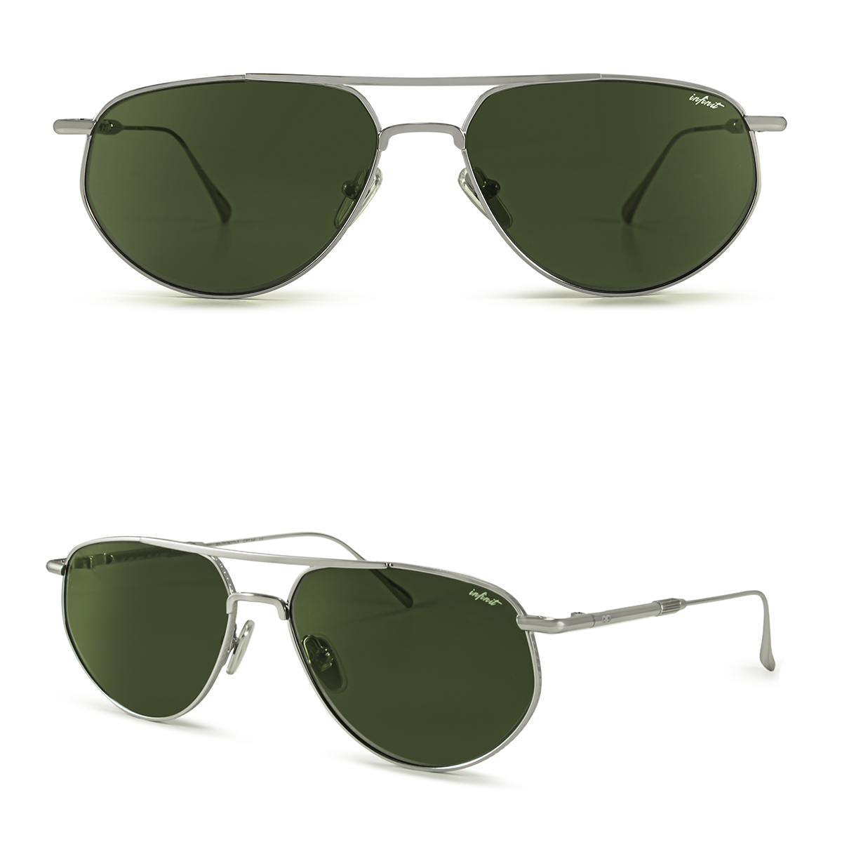 Petra Plateado Lente Verde