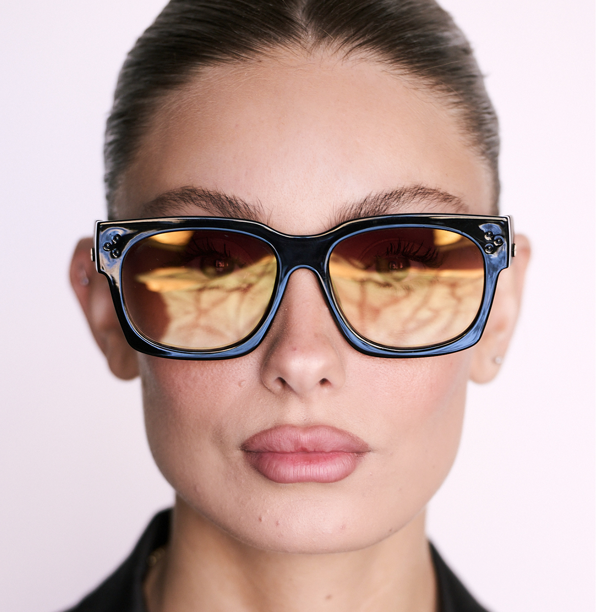 Platon 3D Negro Brillo Carey Lente Suave Espejada Dorada Degrade