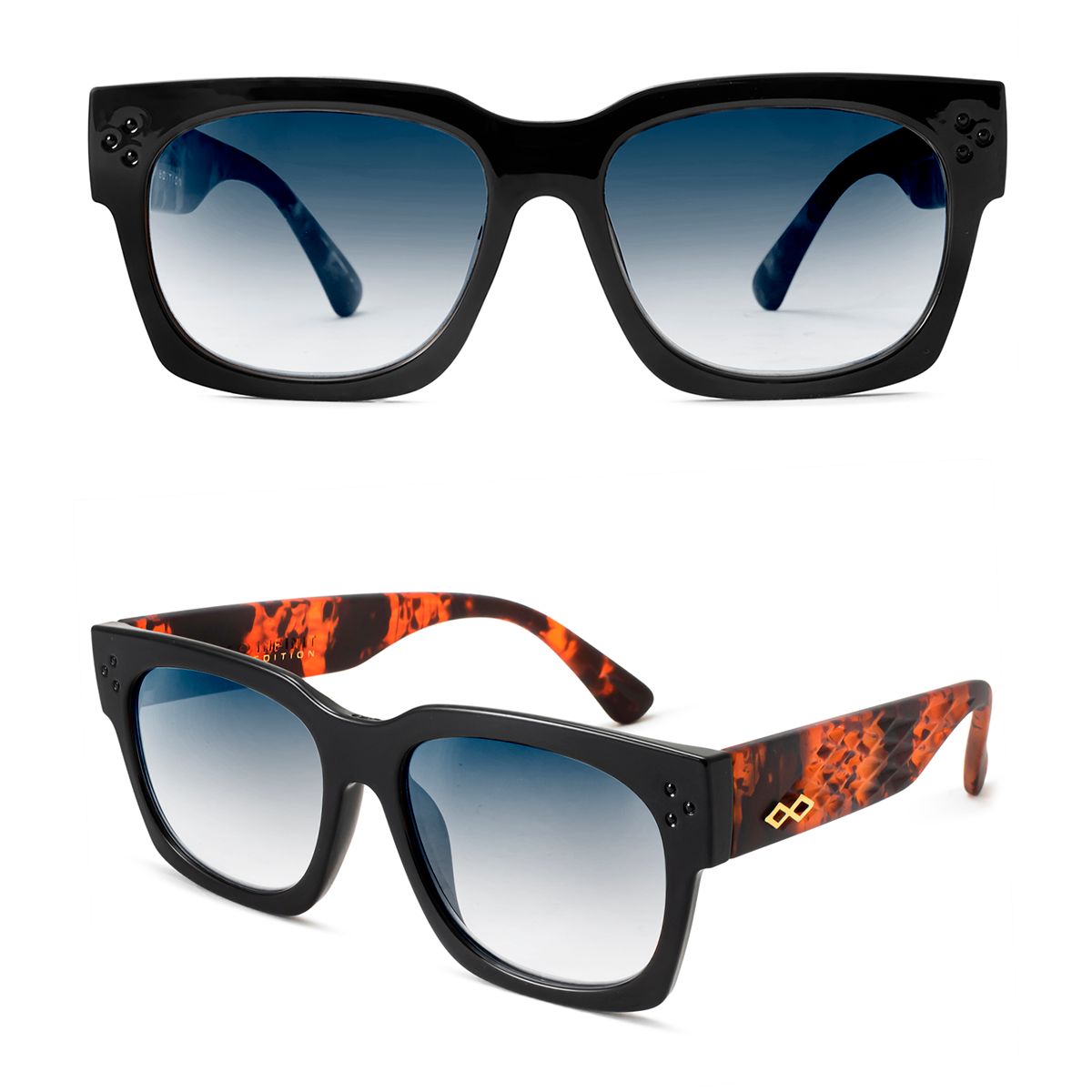Platon 3D Negro Brillo Carey Lente Azul Degrade