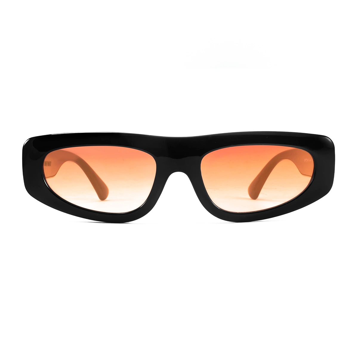 Anteojos De Sol Shanghai Negro Brillo Lente Suave Espejada Naranja