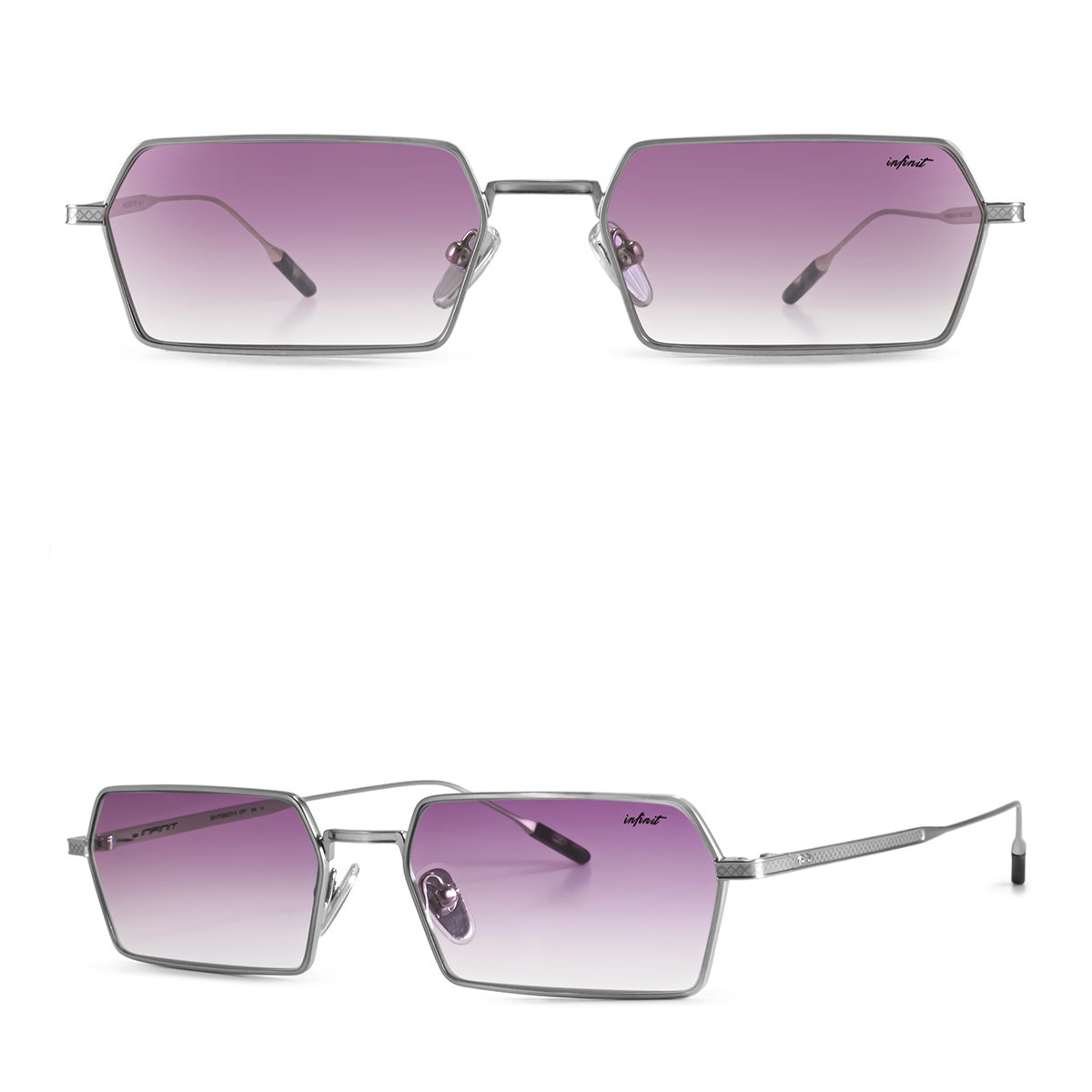 Anteojos De Sol Tenere Plateado Lente Violeta Degrade