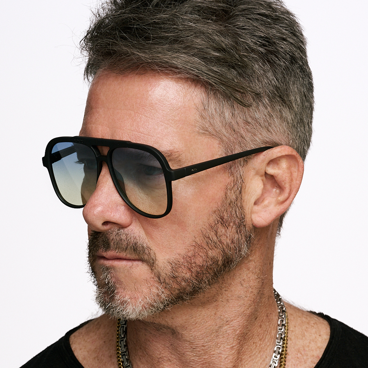 Triple Xxx Negro Mate Lente Azul Y Amarillo Degrade