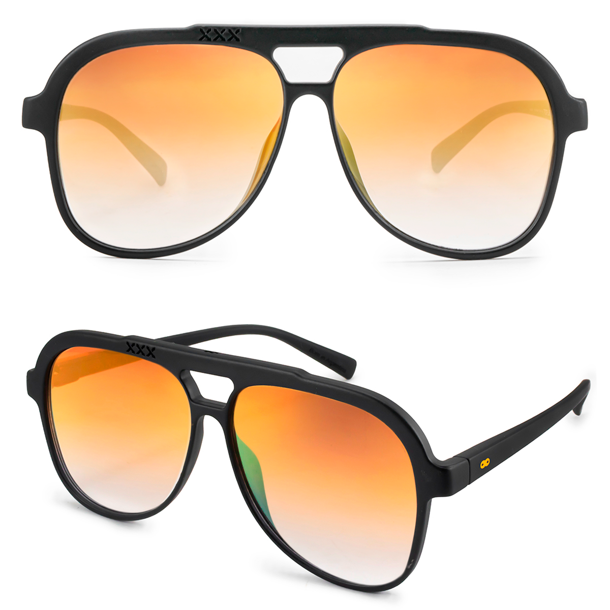 Triple Xxx Negro Mate Lente Suave Espejada Dorada Naranja Degrade