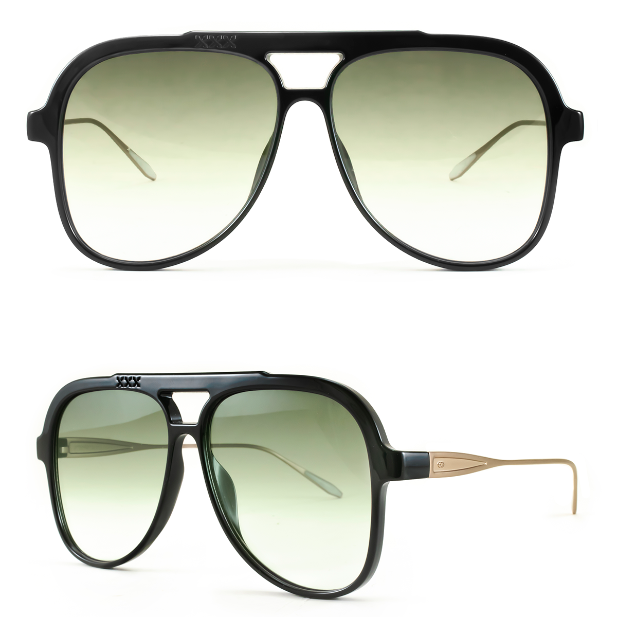 Triple Xxx Metal Negro Brillo Lente Oliva Degrade