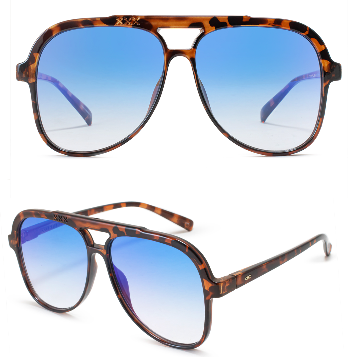 Triple Xxx Carey Lente Suave Espejada Azul Degrade