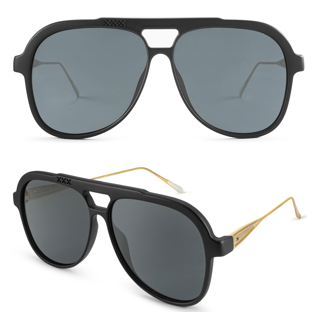 Triple Xxx Metal Negro Mate Lente Gris