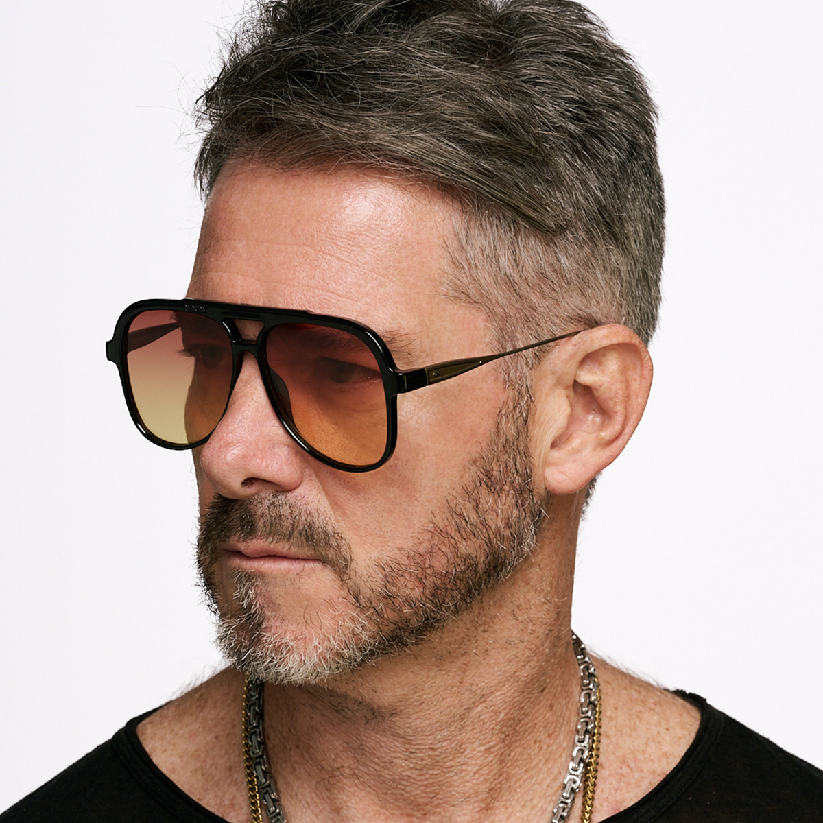 Triple Xxx Metal Negro Brillo Lente Sunset