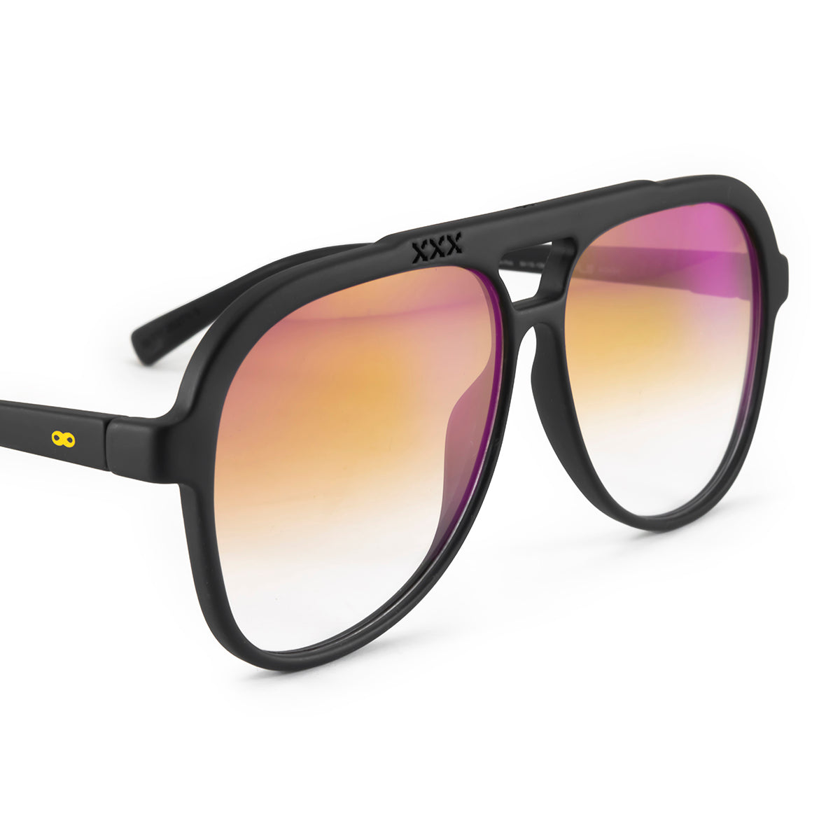 Anteojos De Sol Triple Xxx Negro Mate Lente Suave Espejada Rosa Degrade