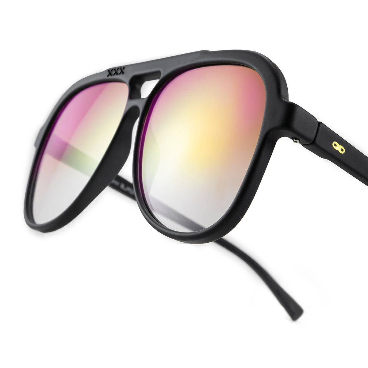Triple Xxx Negro Mate Lente Suave Espejada Rosa Degrade - imagen 4
