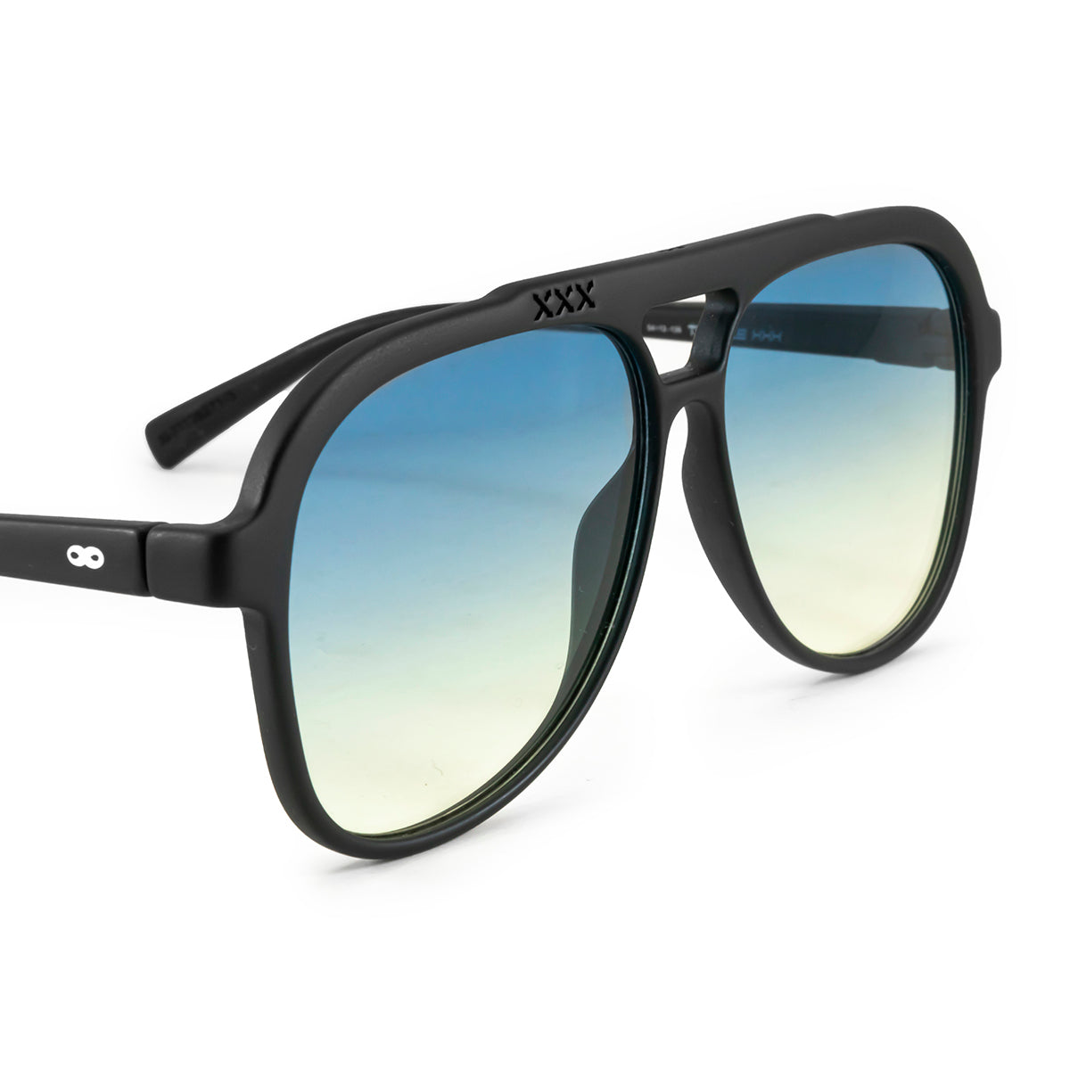 Triple Xxx Negro Mate Lente Azul Y Amarillo Degrade