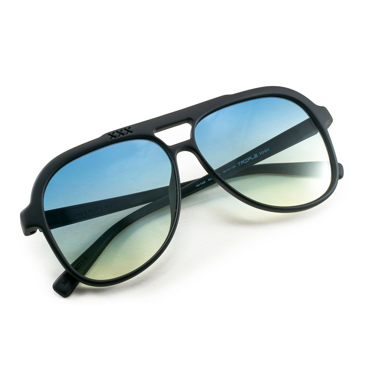 Triple Xxx Negro Mate Lente Azul Y Amarillo Degrade