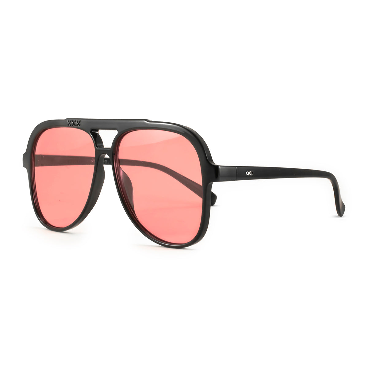 Triple Xxx Negro Brillo Lente Rosa