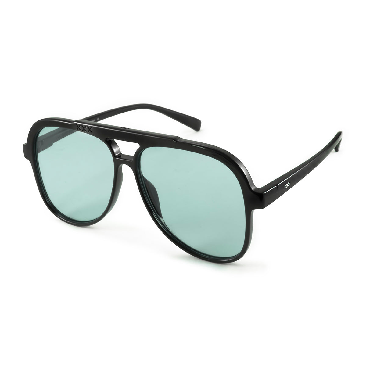 Triple Xxx Negro Brillo Lente Turquesa