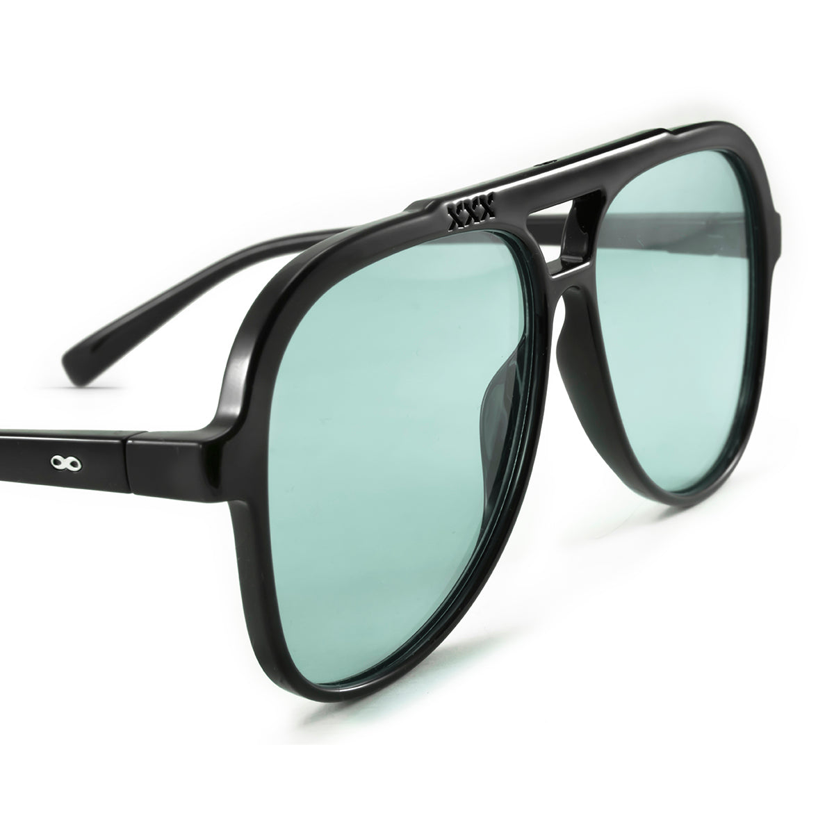 Triple Xxx Negro Brillo Lente Turquesa