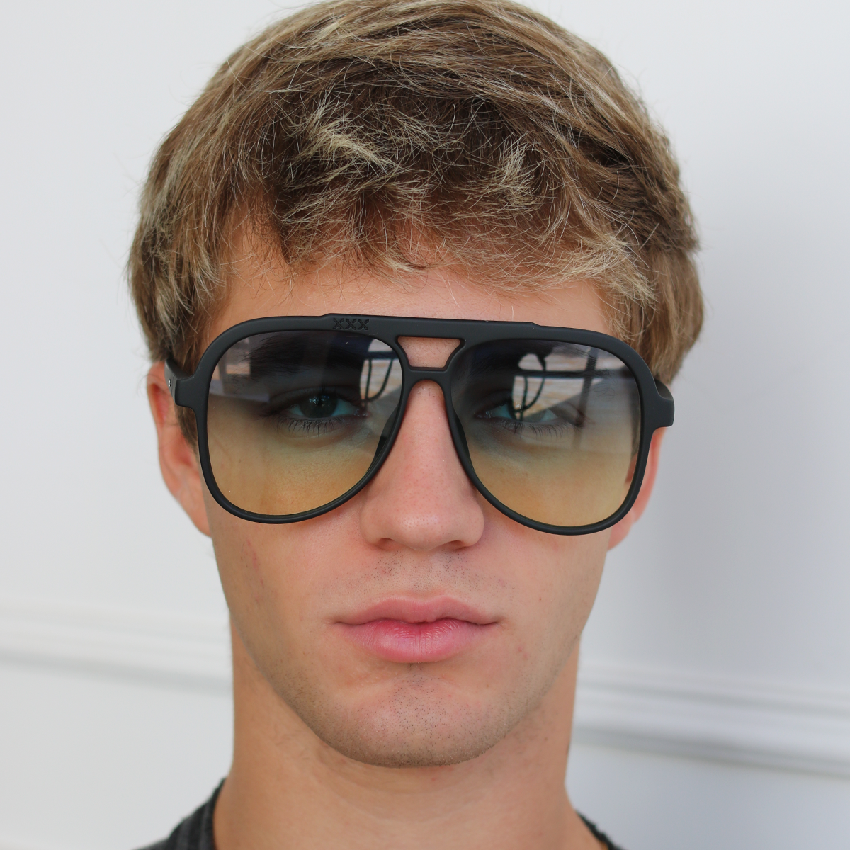 Triple Xxx Negro Mate Lente Azul Y Amarillo Degrade