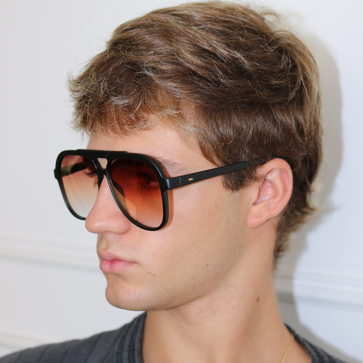 Triple Xxx Negro Mate Lente Suave Espejada Dorada Naranja Degrade