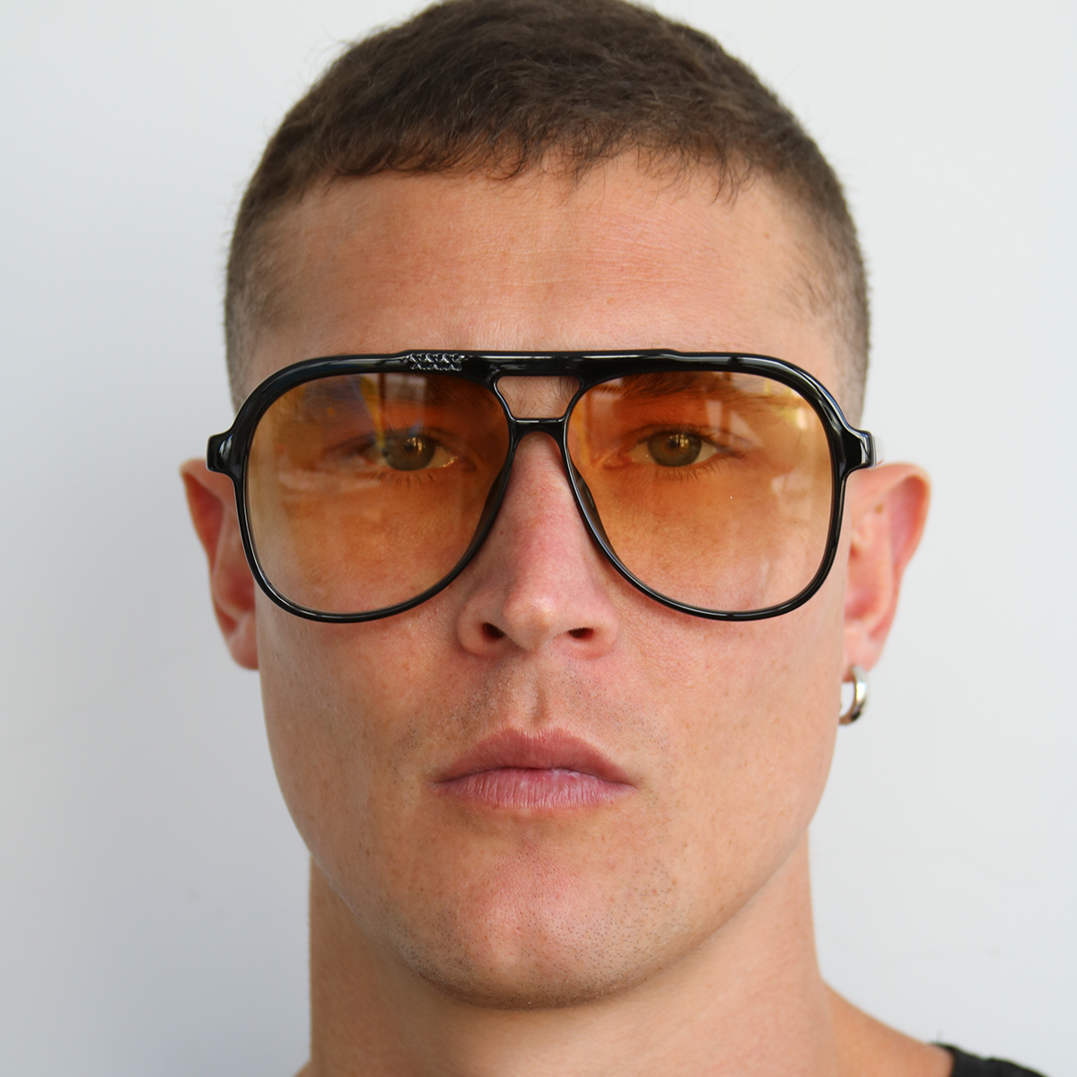 Triple Xxx Negro Brillo Lente Naranja Degrade