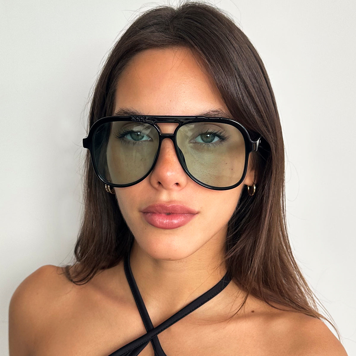 Triple Xxx Negro Brillo Lente Turquesa