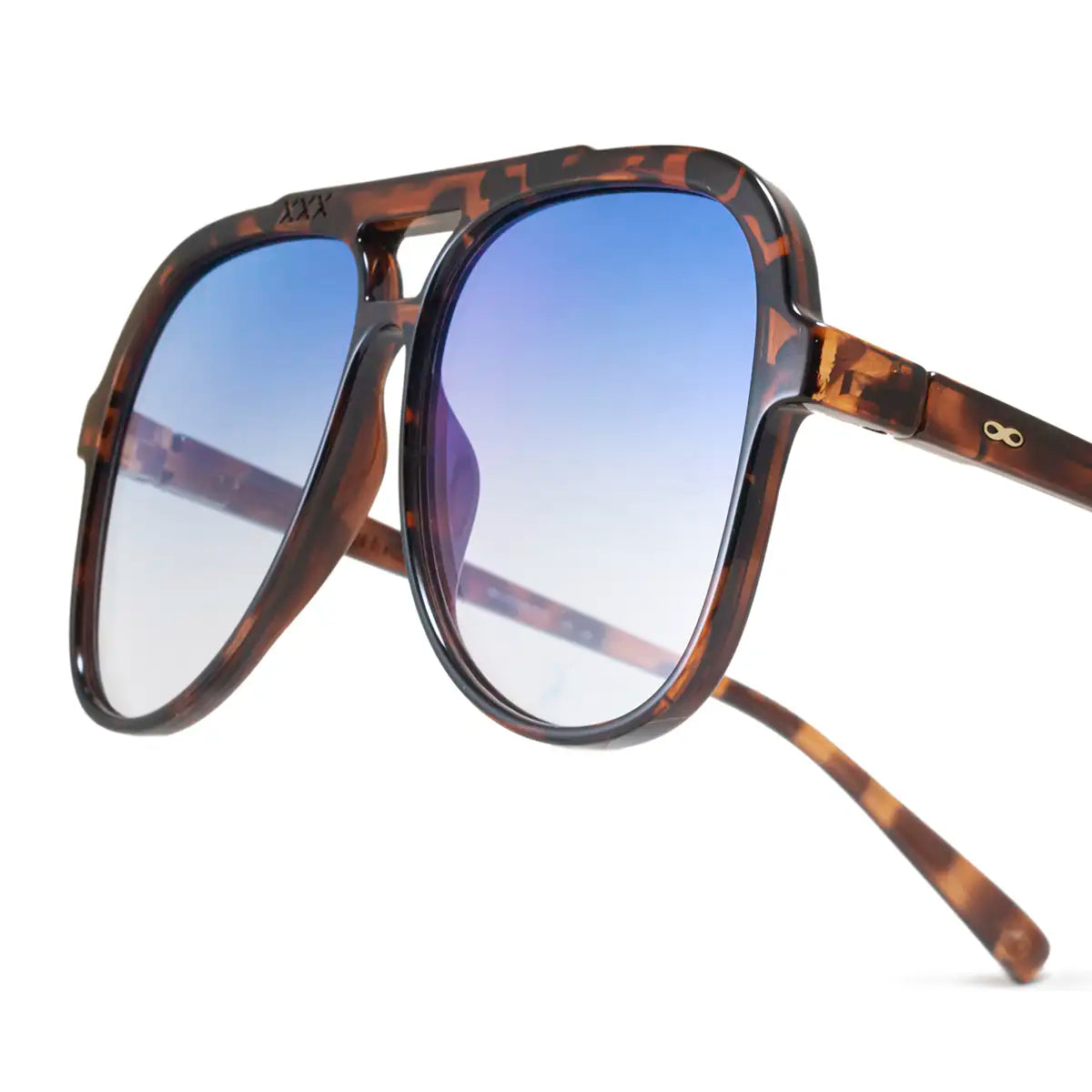 Triple Xxx Carey Lente Suave Espejada Azul Degrade