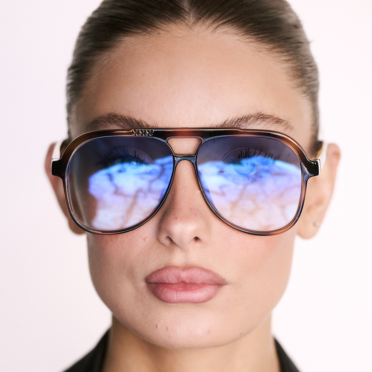 Triple Xxx Carey Lente Suave Espejada Azul Degrade