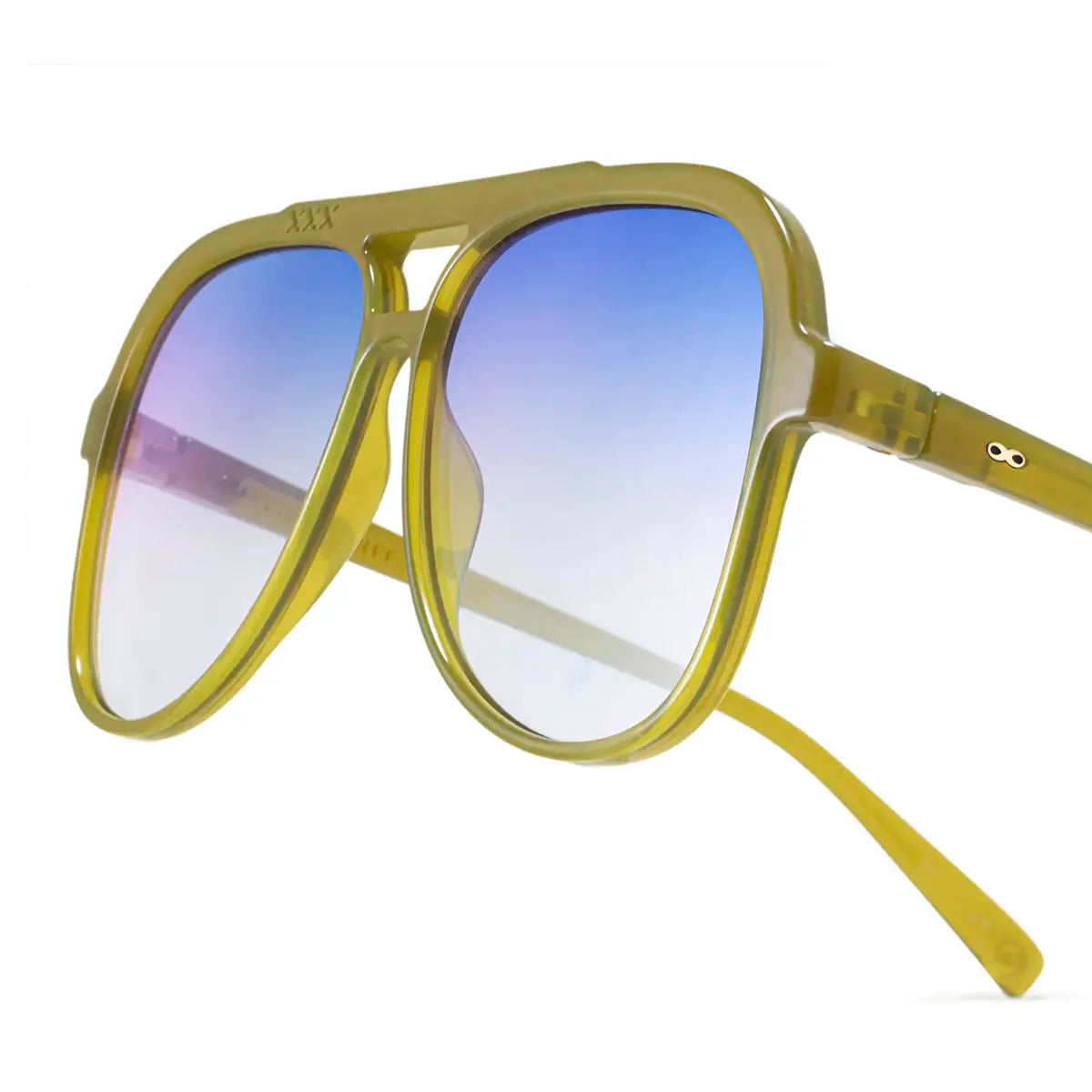 Triple Xxx Milky Green Lente Suave Espejada Azul Degrade