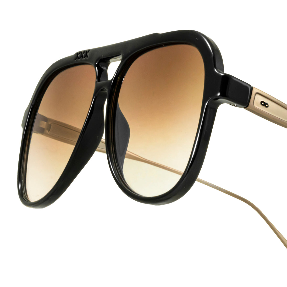 Triple Xxx Metal Negro Brillo Lente Suave Espejada Naranja Degrade - imagen 1
