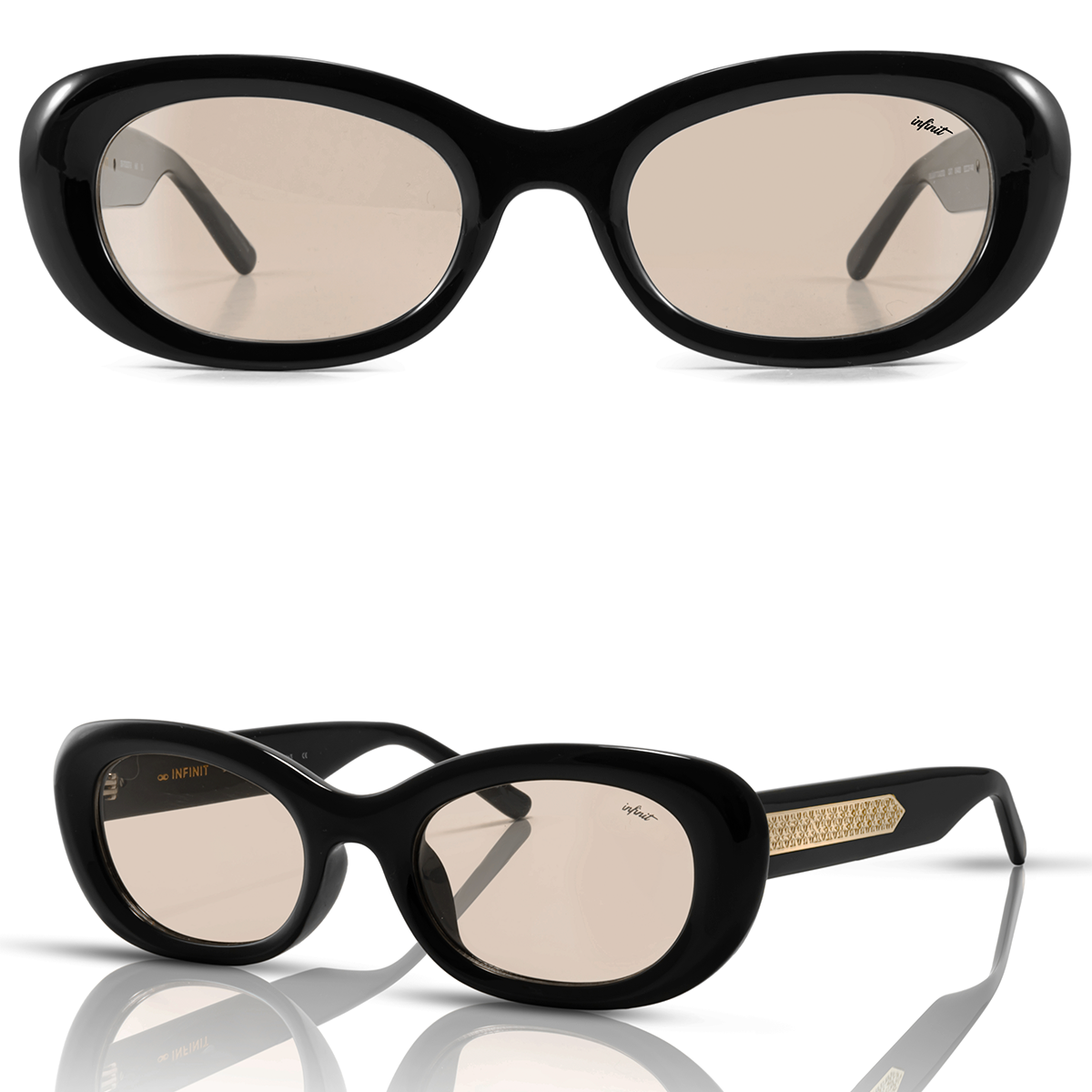 Twiggy Negro Brillo Lente Tostado