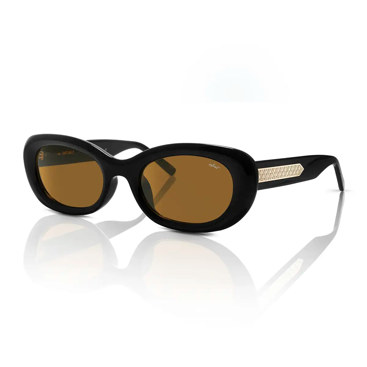 Twiggy Negro Brillo Lente Marron