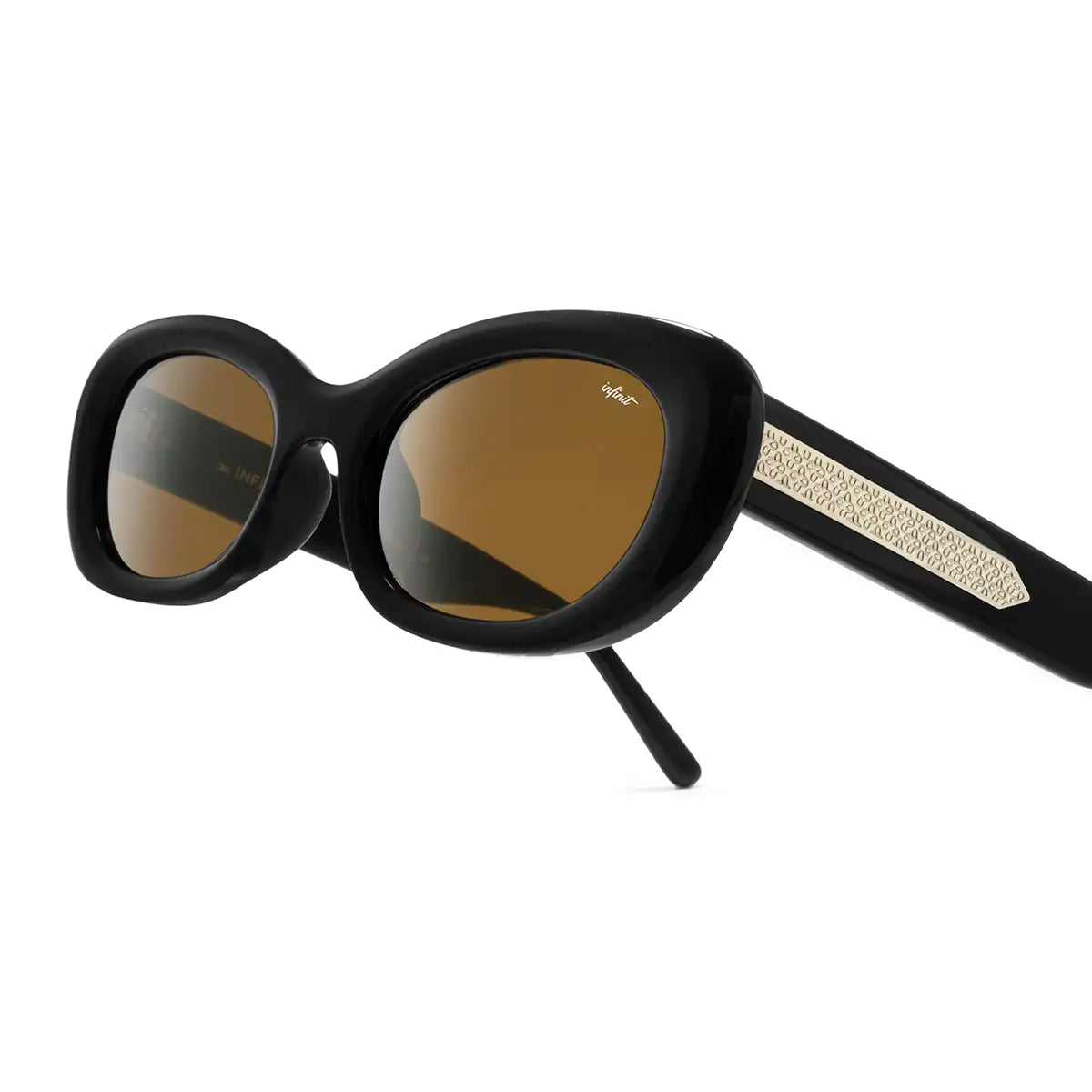 Twiggy Negro Brillo Lente Marron