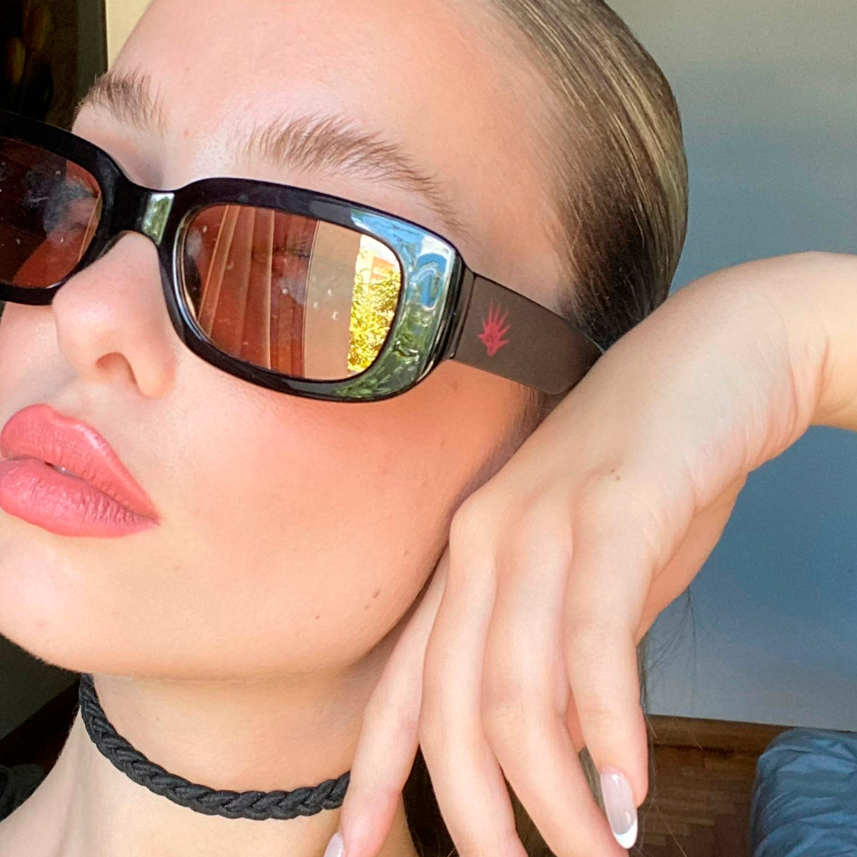 New York Translucido Negro Lente Rosa Espejada