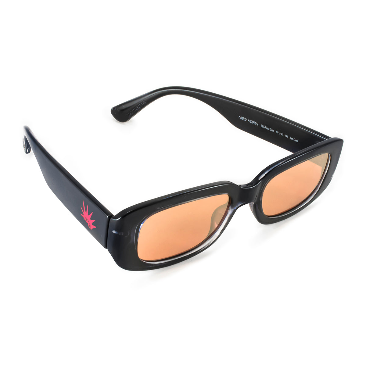 New York Translucido Negro Lente Rosa Espejada