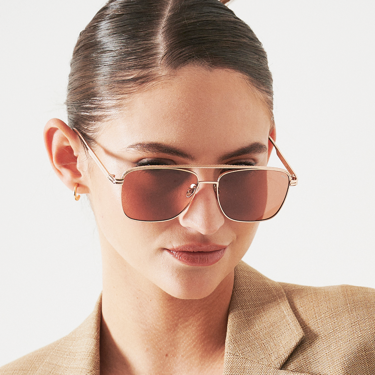 Anteojos de Sol Dubai Metal Dorado Lente Espejada Dorada