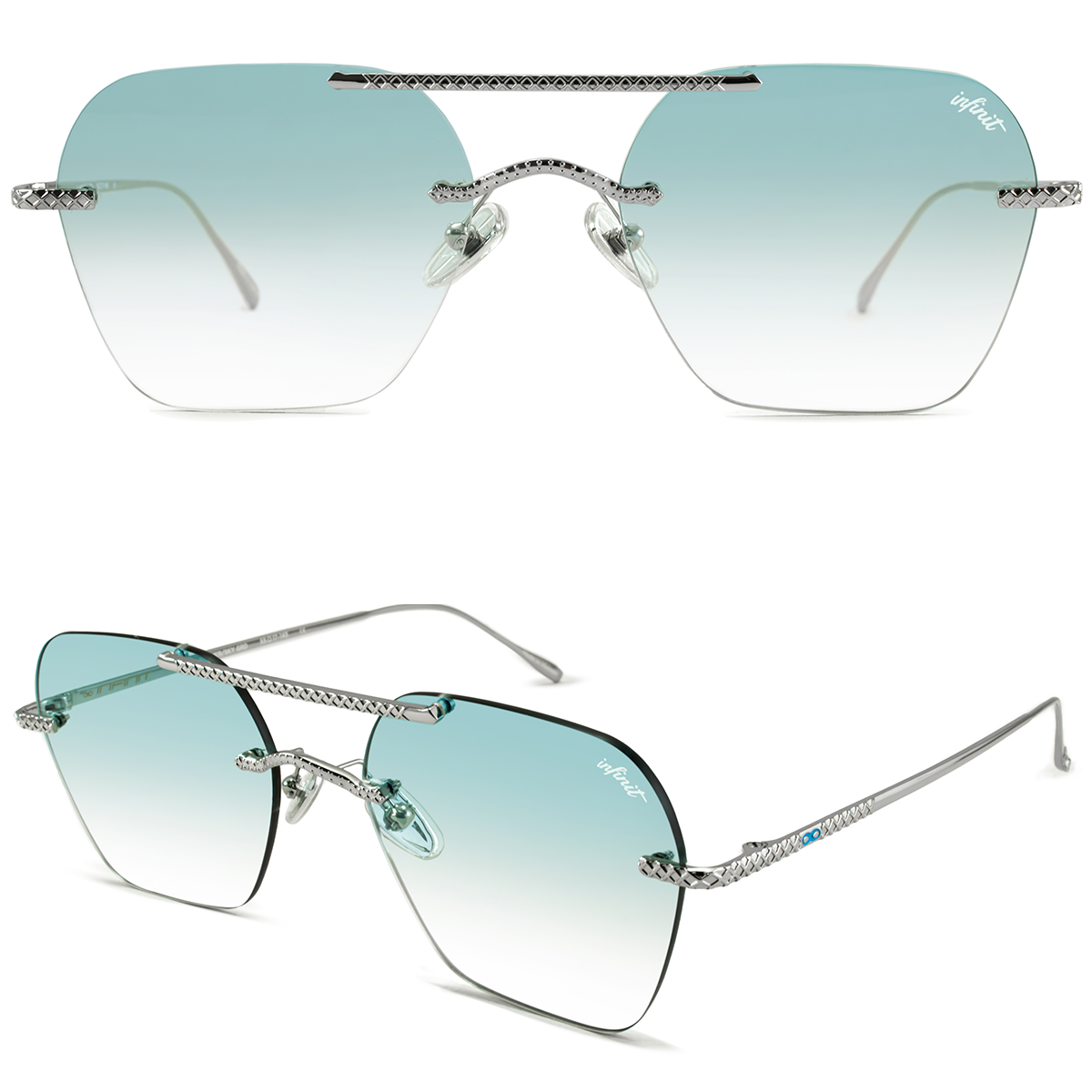 Lyon Metal Plateado Lente Celeste Degrade