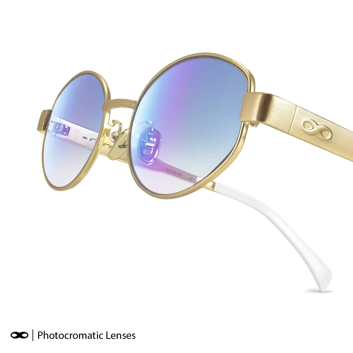 Anteojos Fotocromaticos Alaska Dorado Lente Azul Suave Espejada