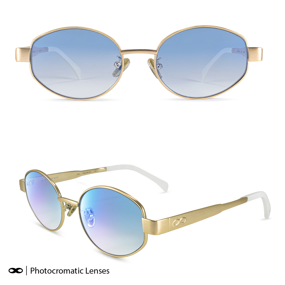 Anteojos Fotocromaticos Alaska Dorado Lente Azul Suave Espejada