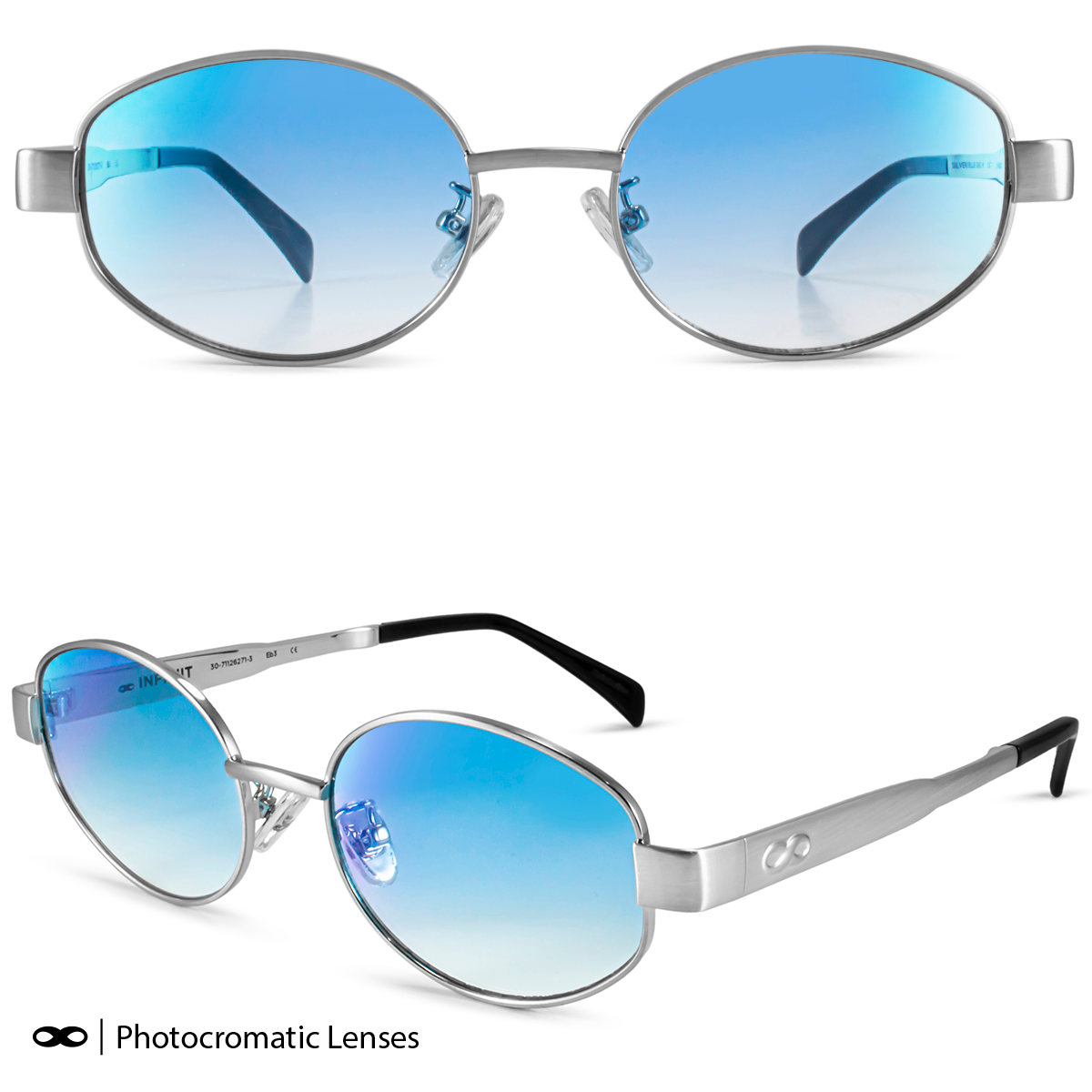 Anteojos Fotocromaticos Alaska Plateado Lente Azul Suave Espejada