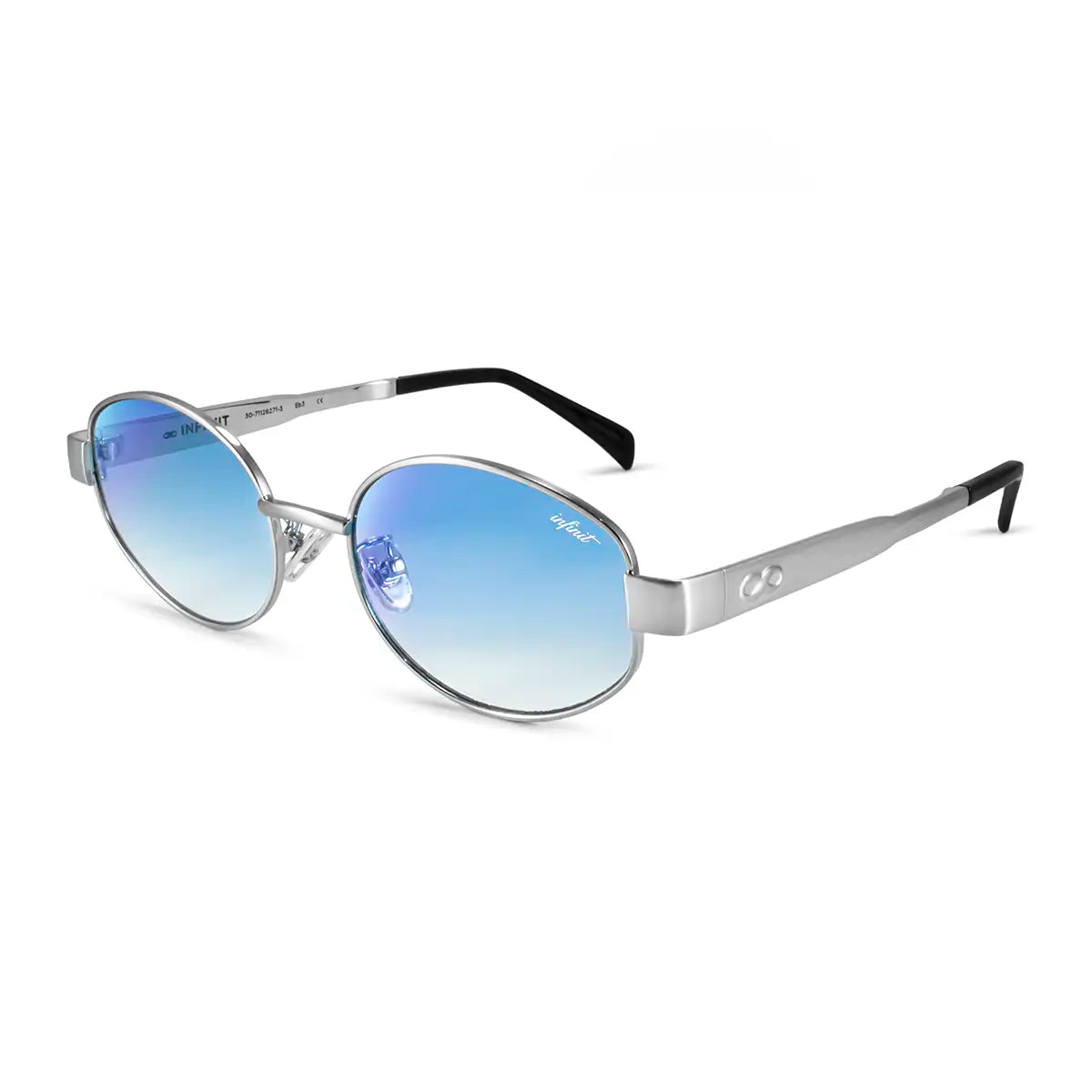 Anteojos De Sol Alaska Plateado Lente Azul Degrade