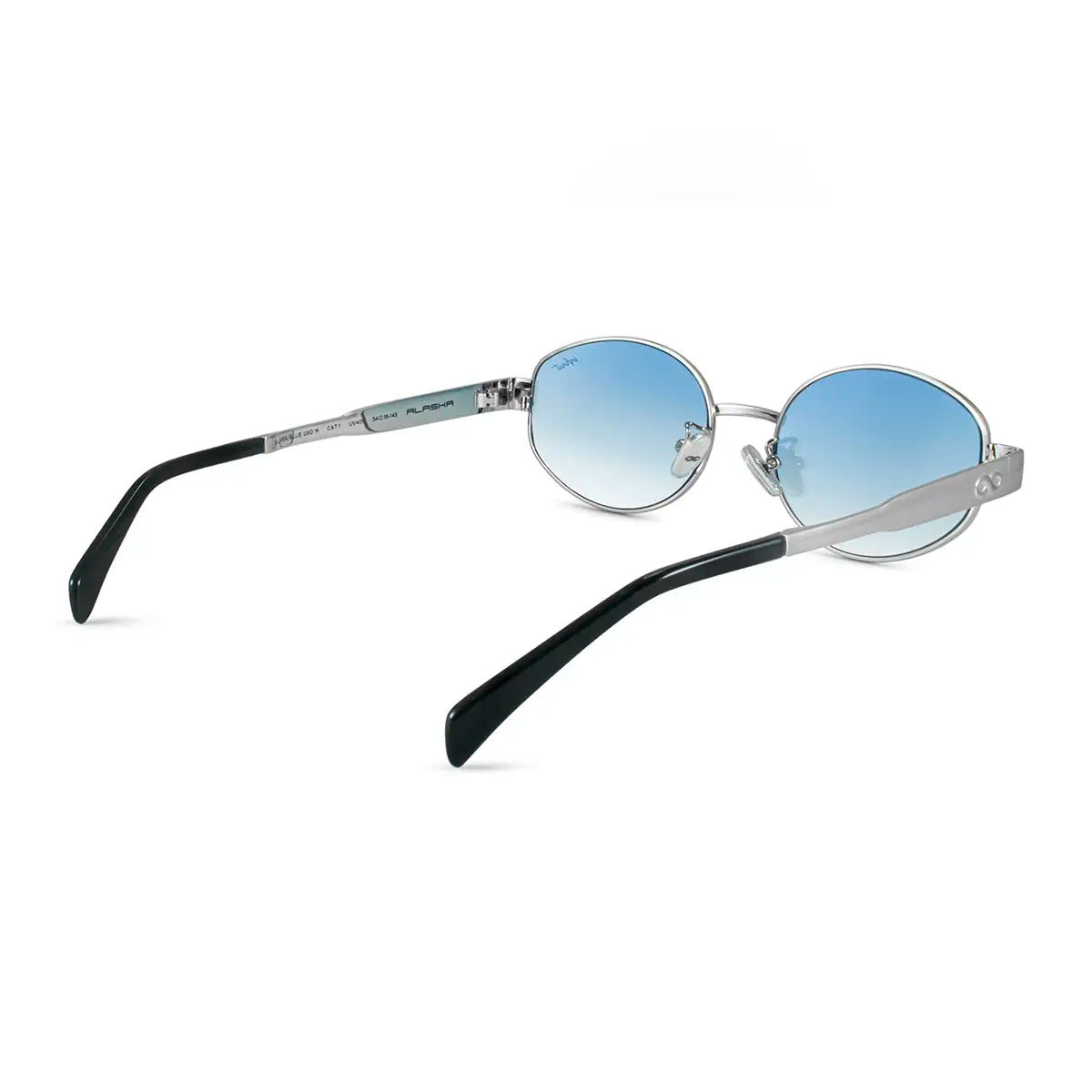 Anteojos De Sol Alaska Plateado Lente Azul Degrade
