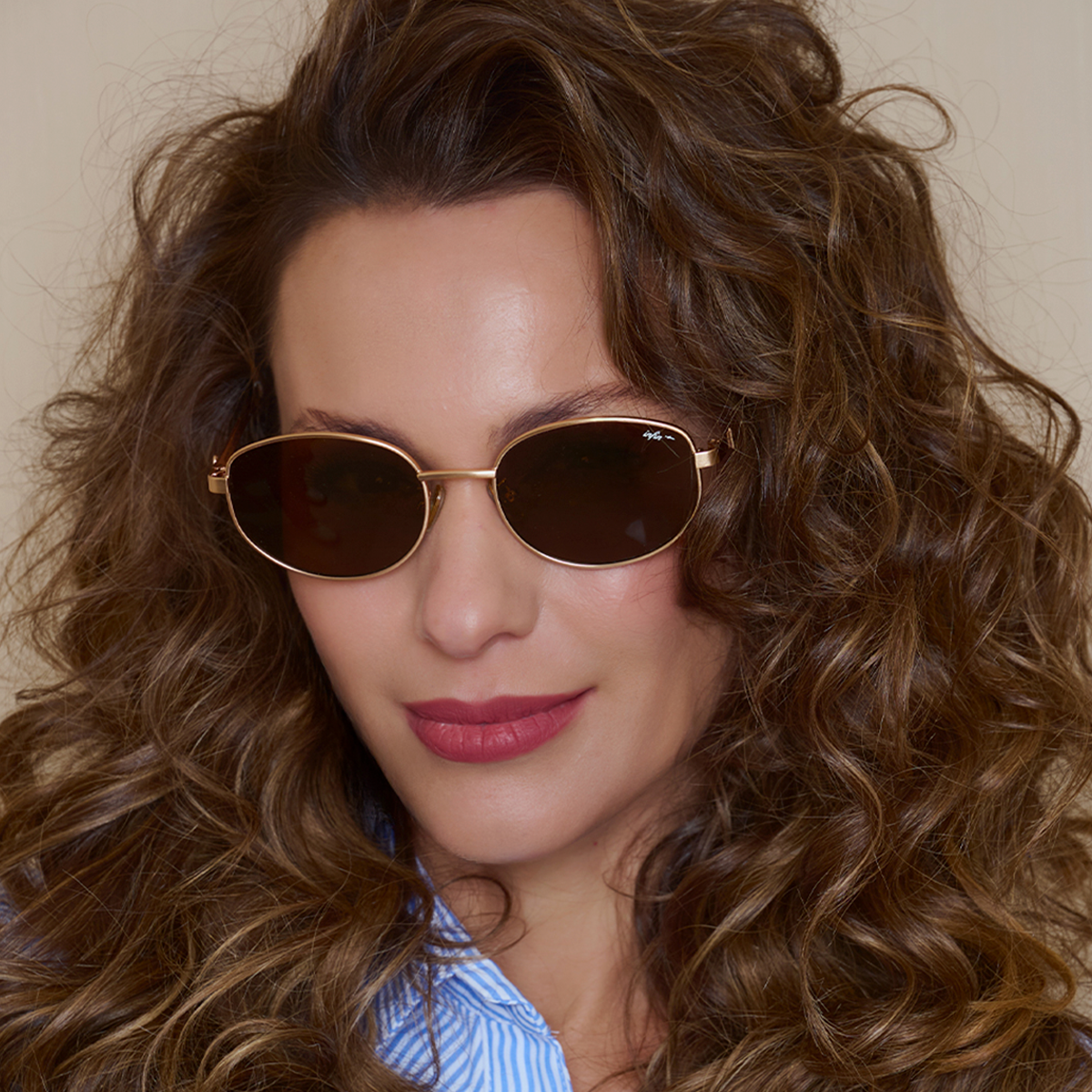 Anteojos De Sol Anglet Dorado Lente Marron By Pampita